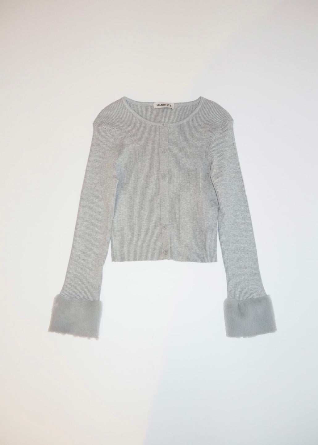 KNIT CARDIGAN GREY MILKWHITE