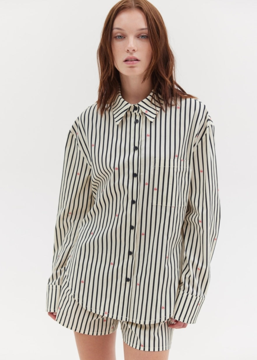 AGNES SHIRT (B&W STRIPES) SUNSETGO