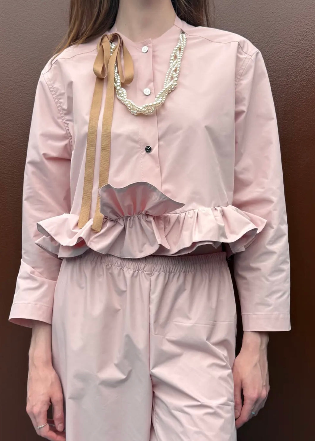 PINK JACKET WITH PEARLS AND BOWS MILKWHITE