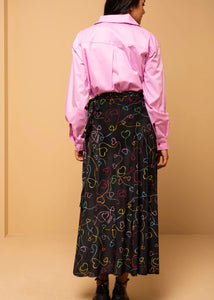Klara Wrap Skirt Connecting Hearts Βελούδινη Ριπ Δετή Φούστα Petit Boutik
