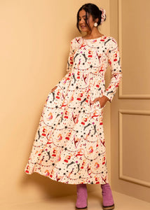 Isabella Dress Cream Circus Φούτερ Φόρεμα με Τσέπες Petit Boutik