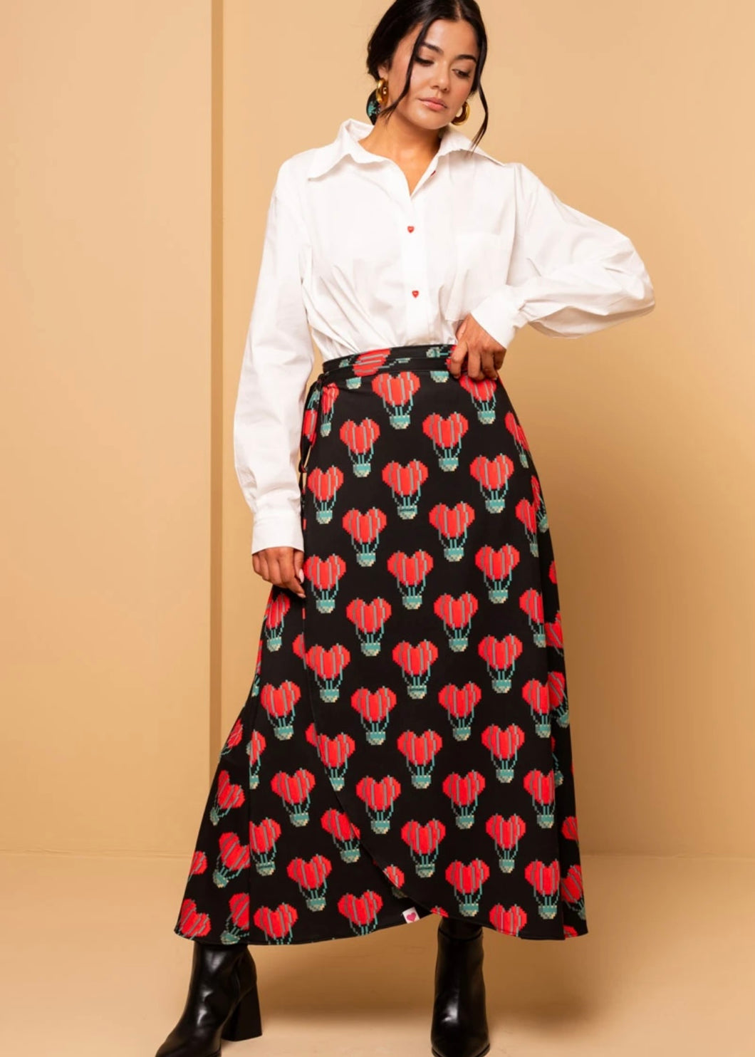 Klara Wrap Skirt Pixel Balloons Hearts Φούτερ Δετή Φούστα Petit Boutik