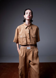 CROPPED SHIRT (CAMEL) MILKWHITE