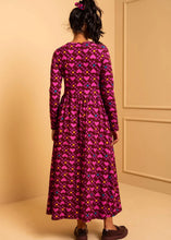 Φόρτωση εικόνας στο εργαλείο προβολής Συλλογής, Isabella Dress Magenta Hearts Cubes Jersey Φόρεμα με Τσέπες Petit Boutik
