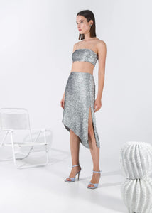 PUSSYCAT DOLLS MIDI SKIRT SILVER ARPYES