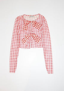 TOP MESH WITH BOWS RED MILKWHITE