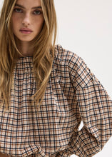 Load image into Gallery viewer, VIVIENNE TOP BEIGE PLAID SUNSETGO
