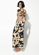 Load image into Gallery viewer, PRINTED CROP TOP WITH CRYSTALS MUSTARD MILKWHITE
