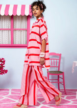 Load image into Gallery viewer, Lora Pants Vis Pink Red Triple Stripes Παντελόνα με Τσέπες Petit Boutik
