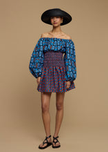 Load image into Gallery viewer, MINI DRESS KIMOLOS (AMORGOS BIRD BLACK &amp; BLUE PRINT) MELIΤTA
