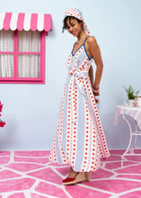 Load image into Gallery viewer, Matina Dress Vis Blue Stripes Red Hearts Φόρεμα με Ζώνη &amp; Τσέπες Petit Boutik
