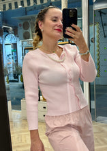 Load image into Gallery viewer, KNIT CARDIGAN WITH PEARLS PINK MILKWHITE
