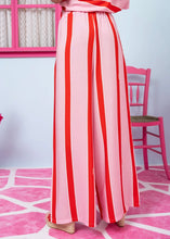 Load image into Gallery viewer, Lora Pants Vis Pink Red Triple Stripes Παντελόνα με Τσέπες Petit Boutik
