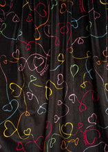 Load image into Gallery viewer, Isabella Dress Black Connecting Hearts Velvet Rip Φόρεμα με Τσέπες Petit Boutik
