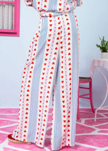 Load image into Gallery viewer, Lora Pants Vis Blue Stripes Red Hearts Παντελόνα με Τσέπες Petit Boutik
