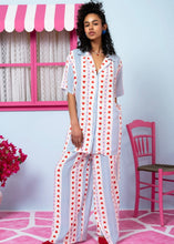 Load image into Gallery viewer, Lora Pants Vis Blue Stripes Red Hearts Παντελόνα με Τσέπες Petit Boutik
