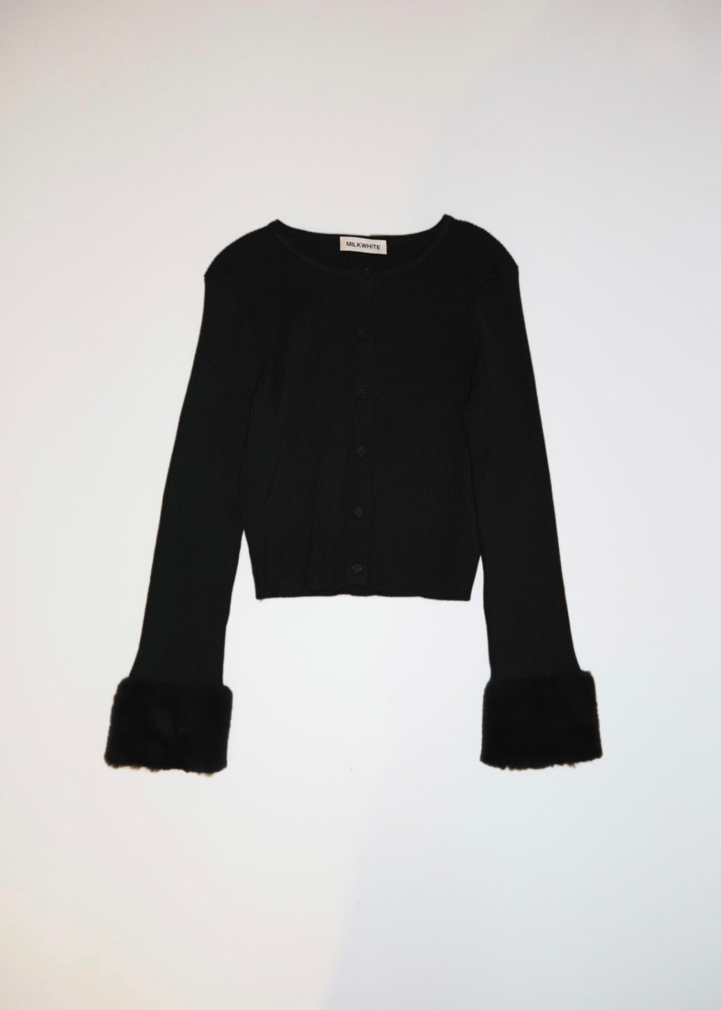 KNIT CARDIGAN BLACK MILKWHITE