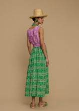 Load image into Gallery viewer, MAXI DRESS SYROS (KARAVAKI MIX GREEN/PURPLE PRINT) MELITΤA
