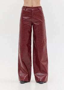 INAYA LEATHER PANTS (CROCO BURGUNDY) SUNSETGO