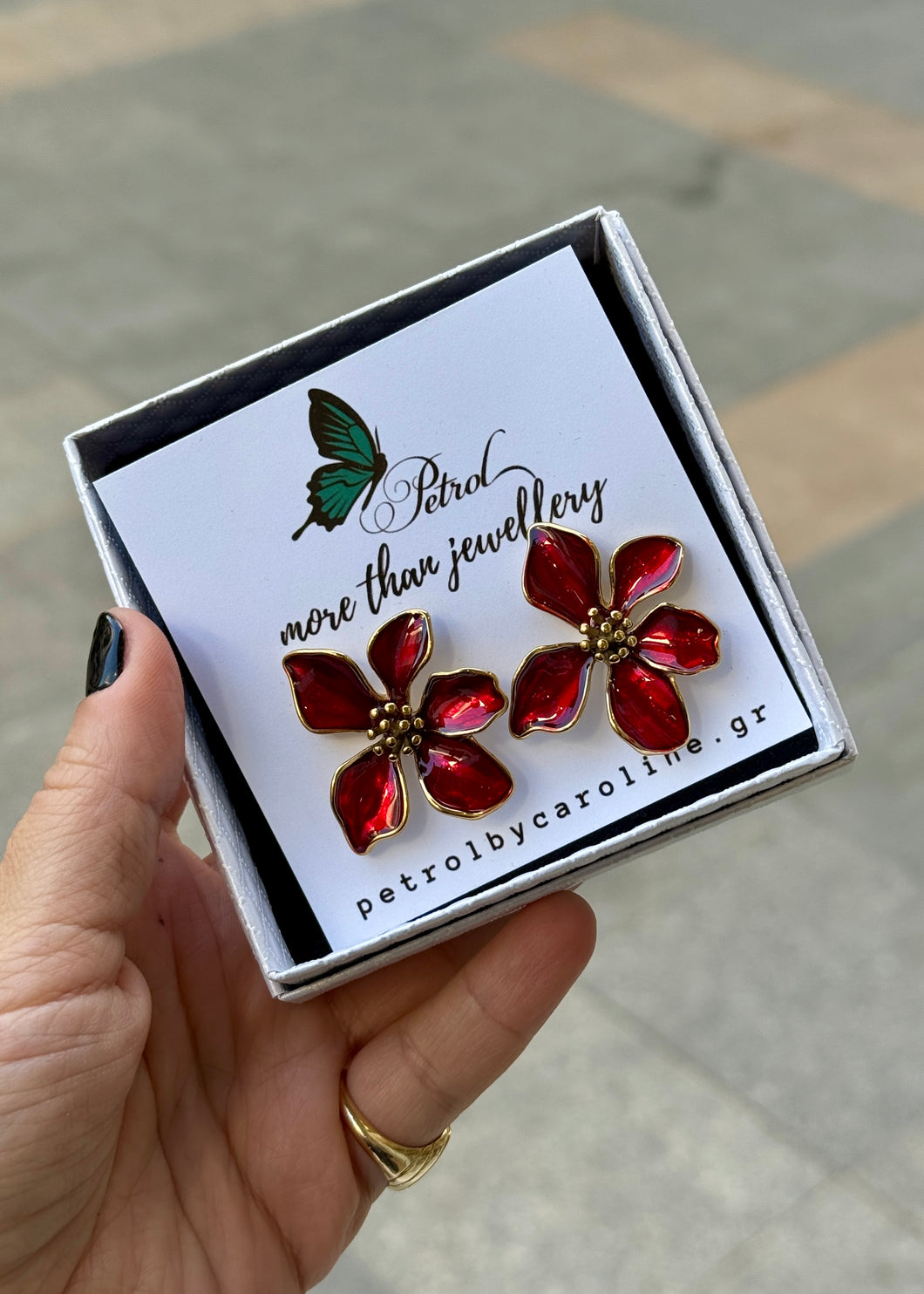 JELLY FLOWER RED EARRINGS
