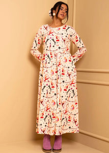 Isabella Dress Cream Circus Φούτερ Φόρεμα με Τσέπες Petit Boutik