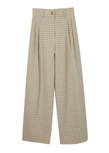 PANTS GREEN CHECK MILKWHITE
