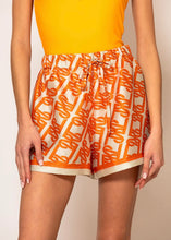 Load image into Gallery viewer, LSF Signature Print Wide Leg Shorts in Orange LESS SONDER FEELING
