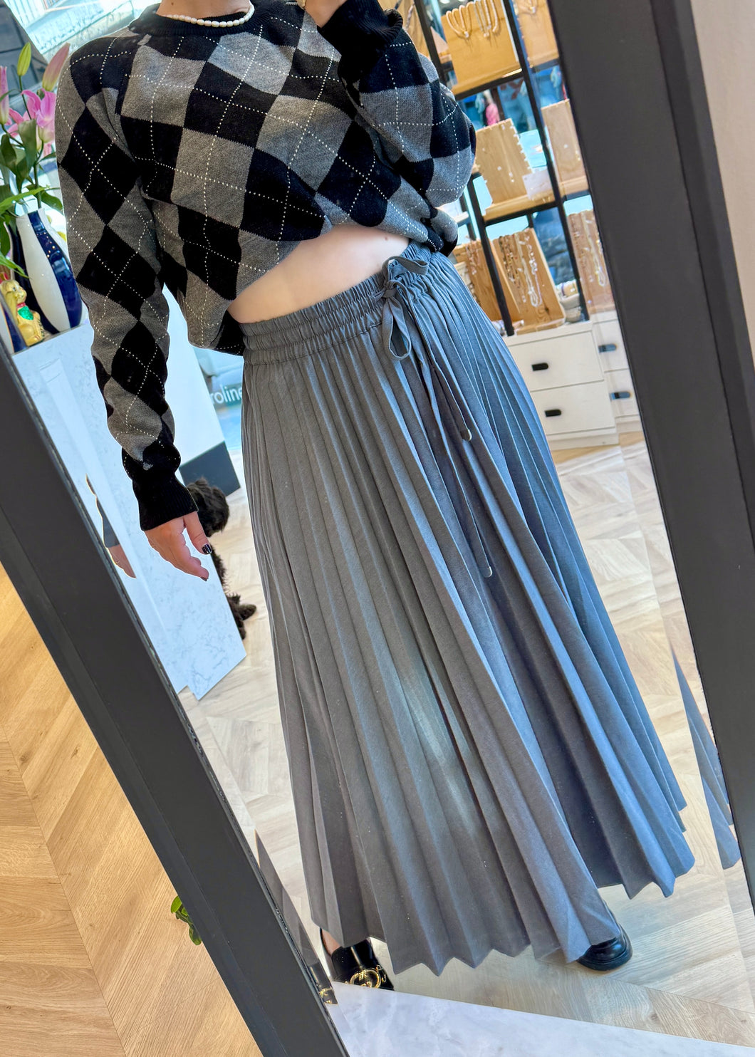 LAOURA SKIRT GRI PALOMAS Y MARGARITAS