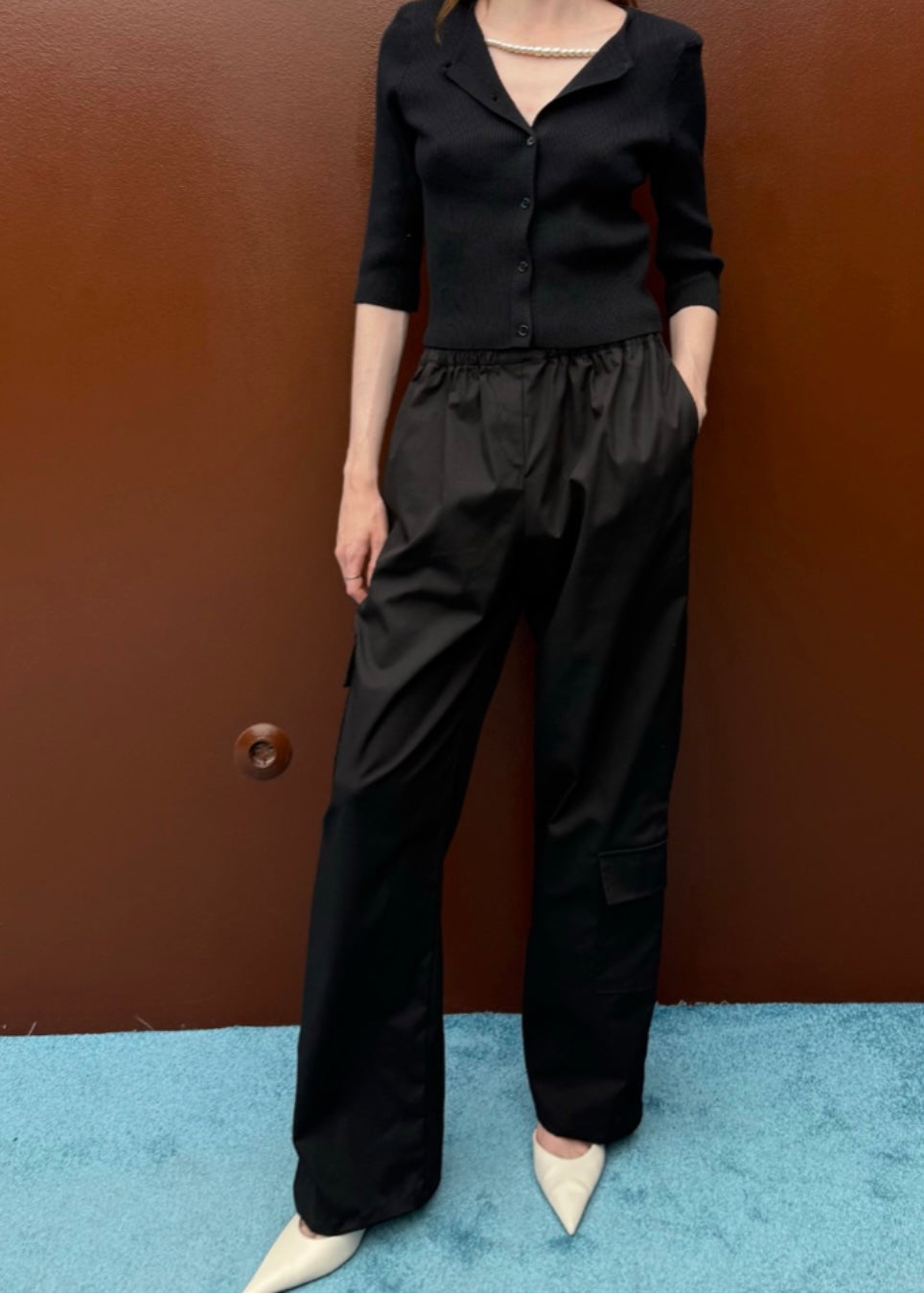 CARGO PANTS BLACK MILKWHITE