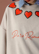 Load image into Gallery viewer, PURE ROMANCE SWEATSHIRT BEIGE HEARTS BEEME
