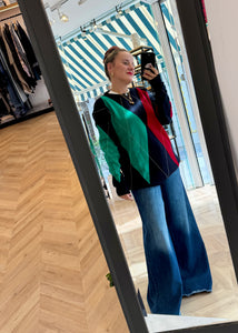 LILIAN SWEATER  RED GREEN PALOMAS Y MARGARITAS