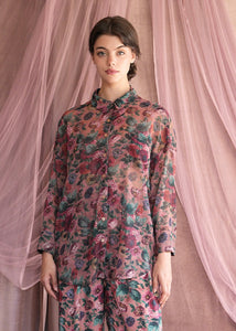 BIANCA SHIRT DARK PINK FLORAL MADAME SHOUSHOU