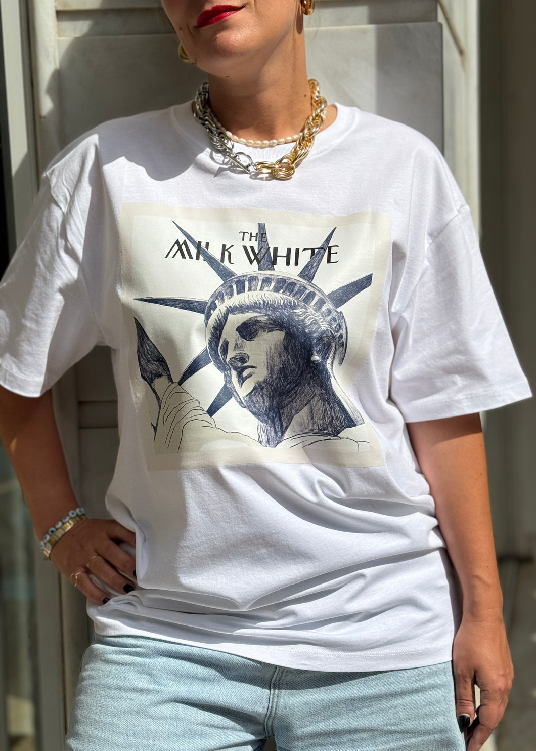 T-SHIRT STATUE OF LIBERTY WHITE MILKWHITE