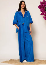 Load image into Gallery viewer, Royal Blue Cotton-blend side striped terry pants LESS SONDER FEELING
