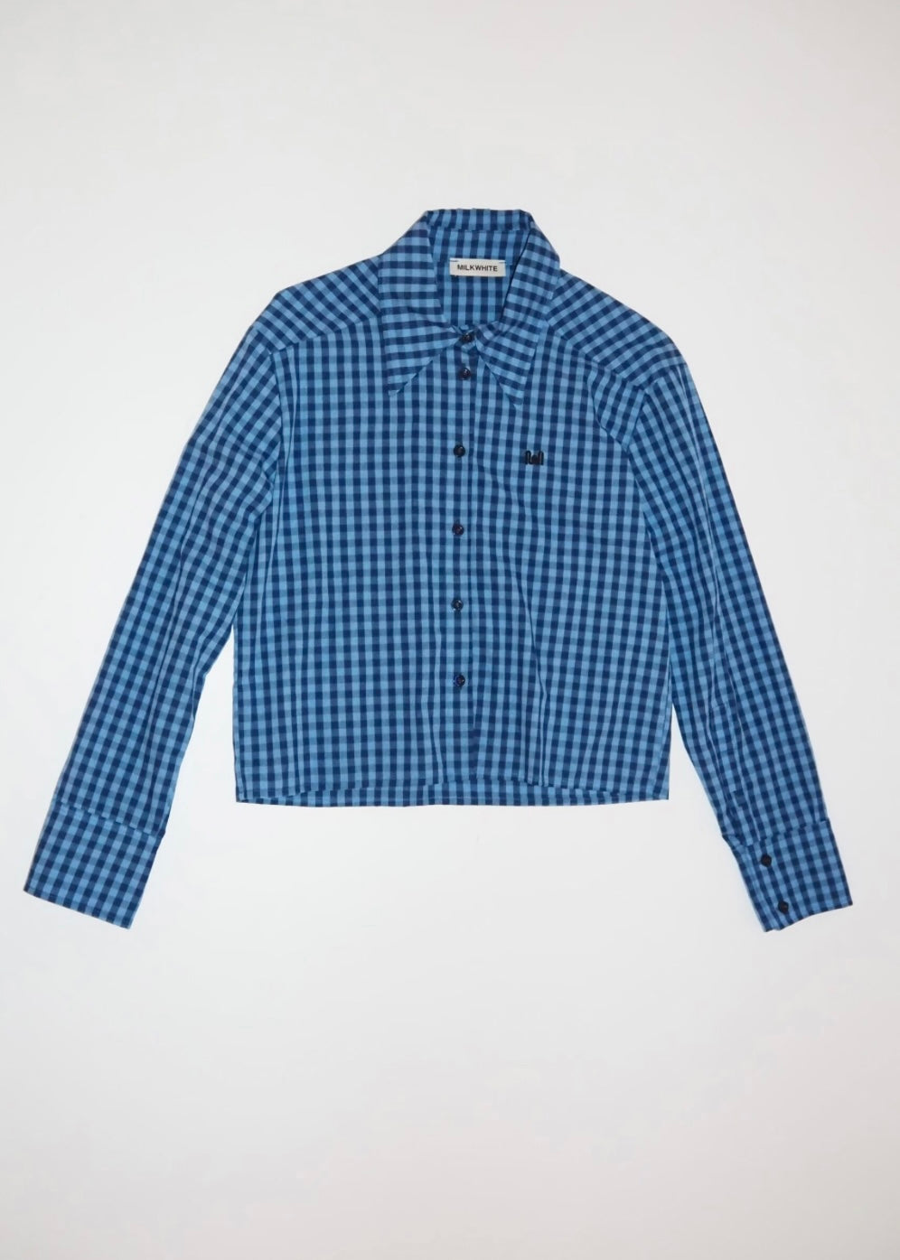 CROP CHECK SHIRT BLUE MILKWHITE