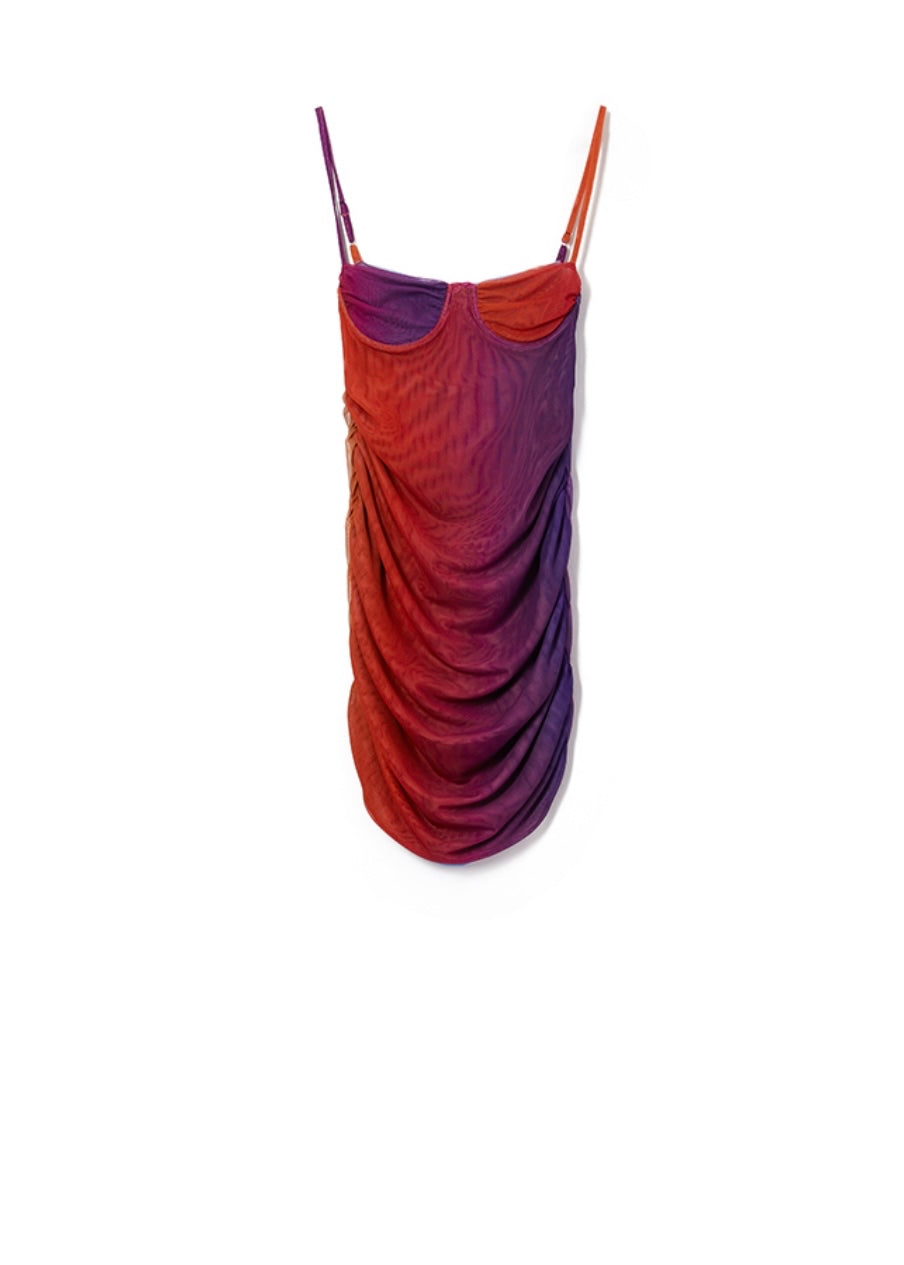MINI PRINTED DRESS SUNRISE ORANGE MILKWHITE