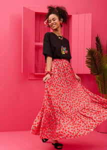 Kiara Skirt Vis Pink Cherries Φούστα Petit Boutik