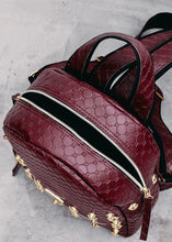 Load image into Gallery viewer, Retro Backpack Large Burgundy Gold Elena Athanasiou

