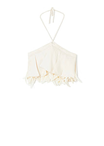 TOP WITH FEATHERS IVORY MILKWHITE