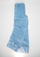 Load image into Gallery viewer, MILKWHITE CRYSTAL LETTERS BAGGY DENIM PANTS MILKWHITE
