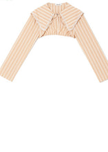 Load image into Gallery viewer, CROP TOP WITH STRIPES BEIGE MILKWHITE
