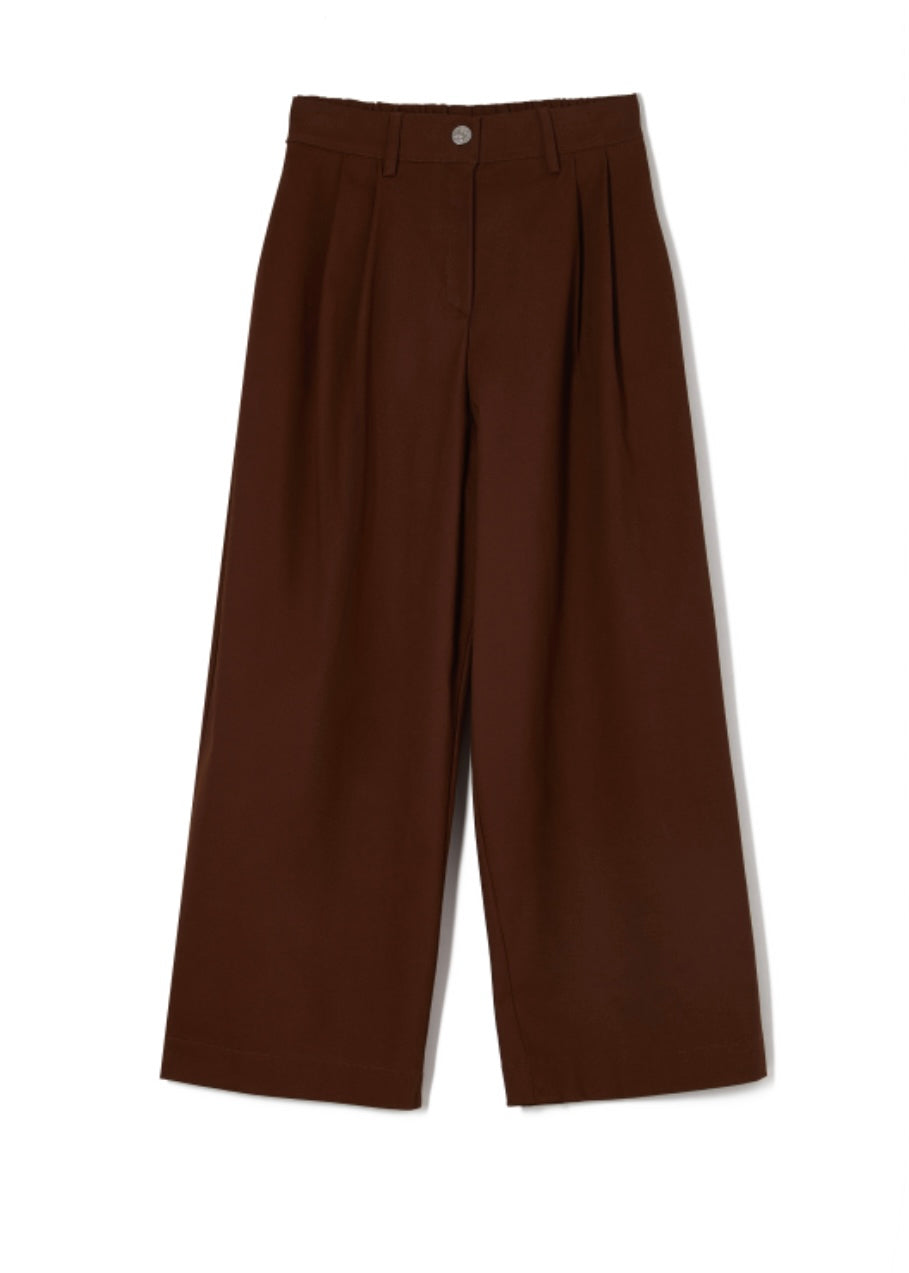 CLASSIC CROPPED PANTS BROWN MILKWHITE