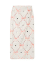 Load image into Gallery viewer, MIDI BOW SKIRT WITH CRYSTALS (PINK BOWS) MILKWHITE
