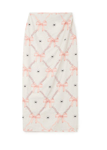 MIDI BOW SKIRT WITH CRYSTALS (PINK BOWS) MILKWHITE