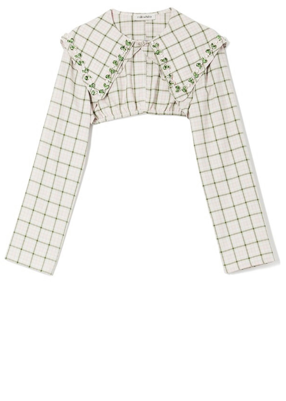 CROP TOP WITH GREEN CHECK MILKWHITE