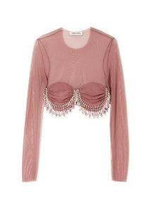 CROPPED CRYSTAL TOP PINK MILKWHITE