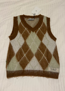 KNIT VEST BROWN MILKWHITE