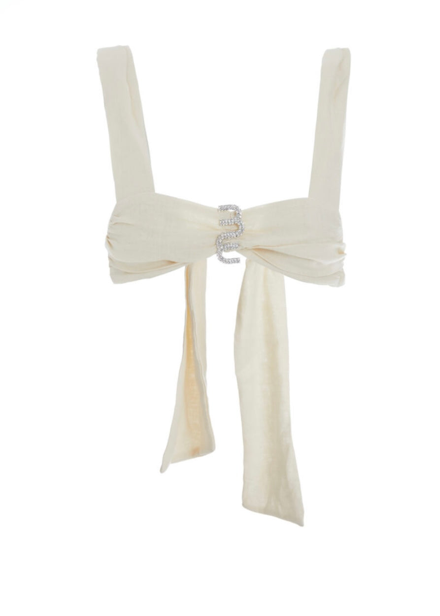 PURE LINEN CROP TOP (Ivory) MILKWHITE