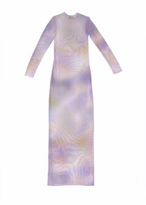 PRINTED LONG MESH DRESS (Sunrise Lilac) MILKWHITE
