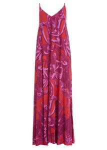 PRINTED OVERSIZED DRESS WITH SPAGHETTI STRAPS (Monsters Red) MILKWHITE